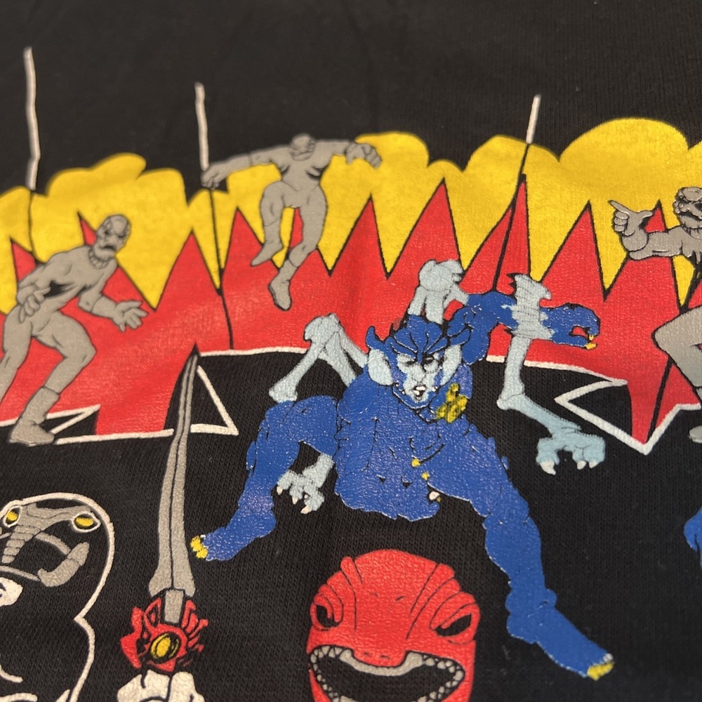 Mighty Morphin Power Rangers Vintage Kids Black T-Shirt M Youth 1990s Monster - Picture 4 of 15
